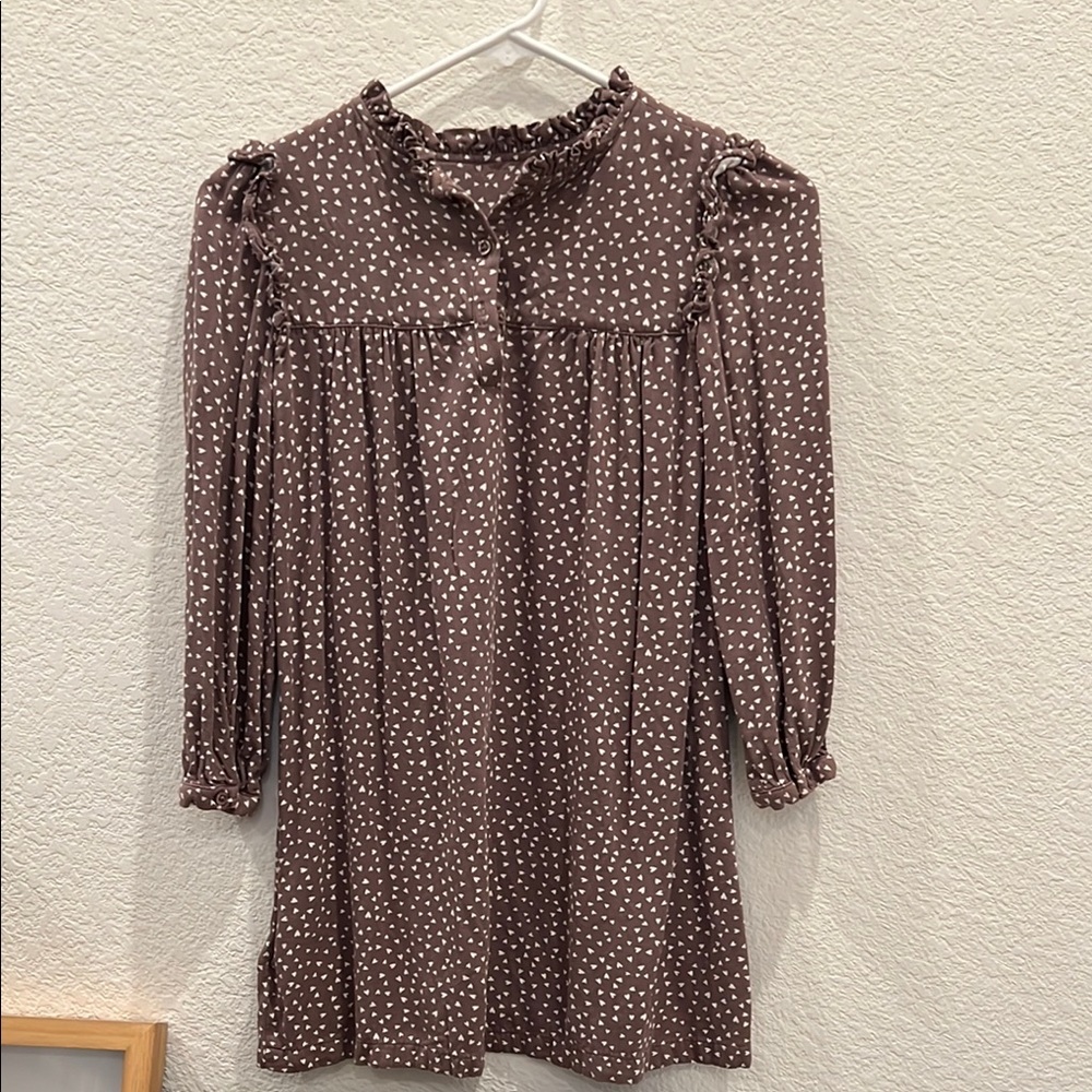 GAP Brown Babydoll Dress with Mandarin Collar and Bishop Sleeves